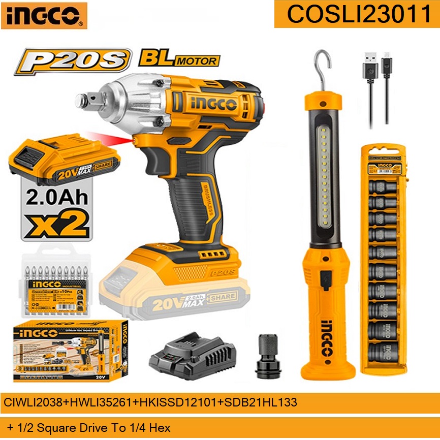 คอมโบ้บล็อกแบต1/2 COSLI23011 INGCO