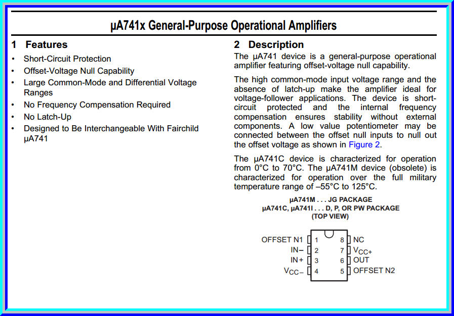 1x UA741 ไอซีออปแอมป์ Op-Amp 741