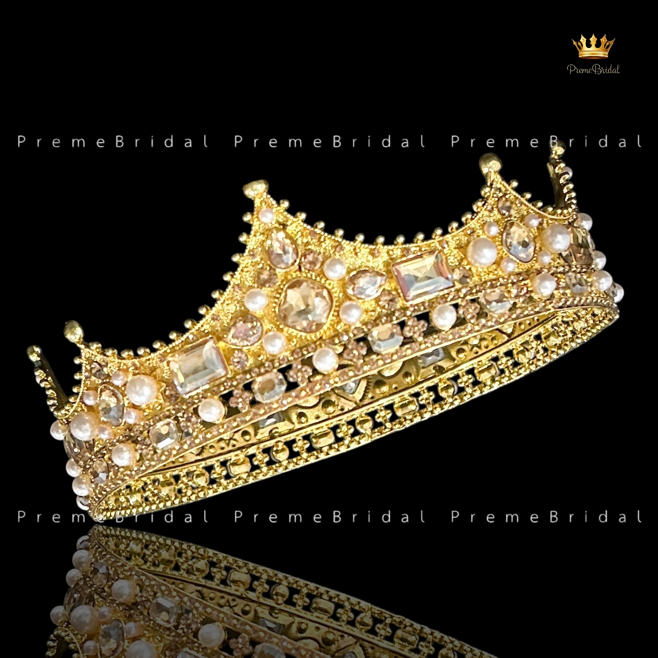 (พร้อมส่ง) มงกุฏผู้ชาย 035 สีทอง มงกุฎผู้ชาย มงกุฎเจ้าชาย งานสวย ปราณีต QCเพชรทุกเม็ด