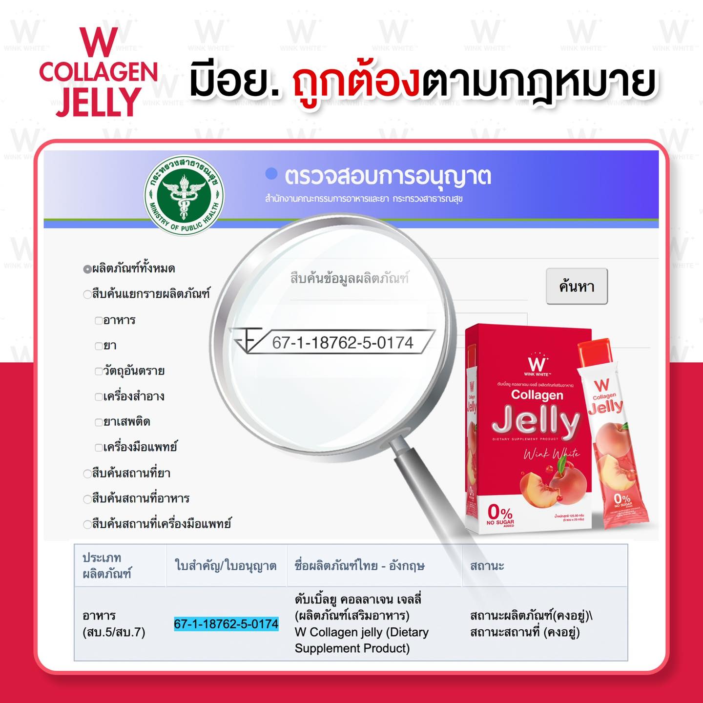 COLLAGEN JELLY WINK WHITE ผิวใสเร่งด่วน ผลัดเซลล์ผิวอย่างอ่อนโยน คอลลาเจน เจลลี่ (ซื้อ 1 ฟรี 1 ราคา 380.- ฟรีส่ง)