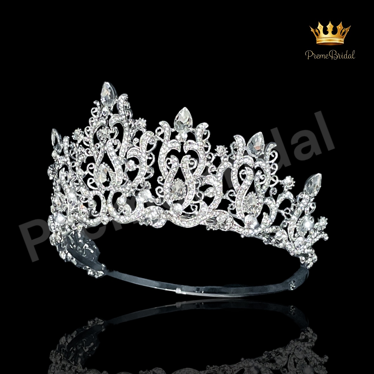 (พร้อมส่งจากไทย) มงกุฏ 114 สีเงิน มงกุฎนางงาม มงกุฎเพชร สวยงามอลังการ ฐานมงวงกลมปรับได้