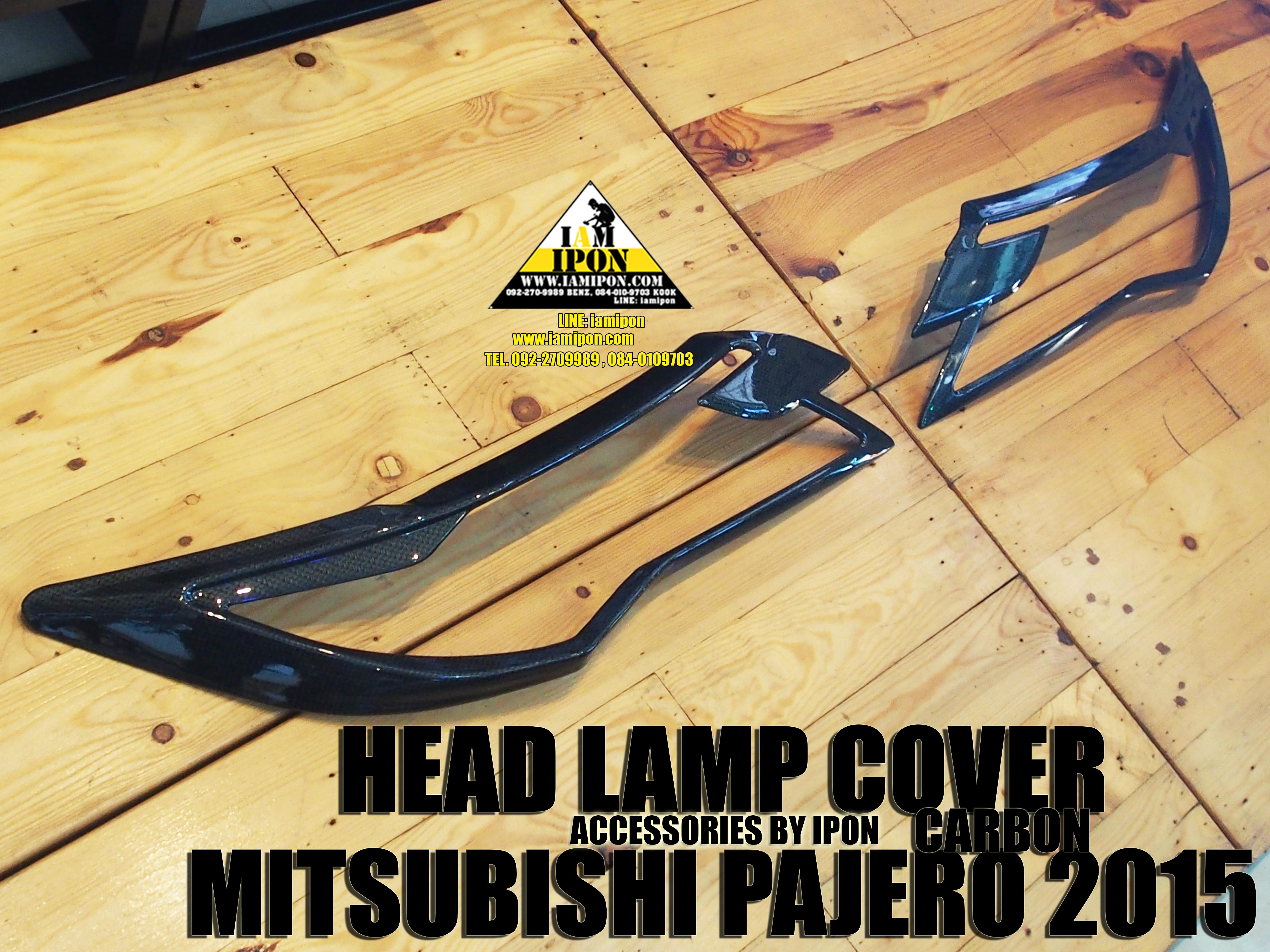 HEAD LAMP COVER PAJERO SPORT 2015 CARBON ครอบไฟหน้าคาร์บอน ปาเจโร่สปอร์ต 2015