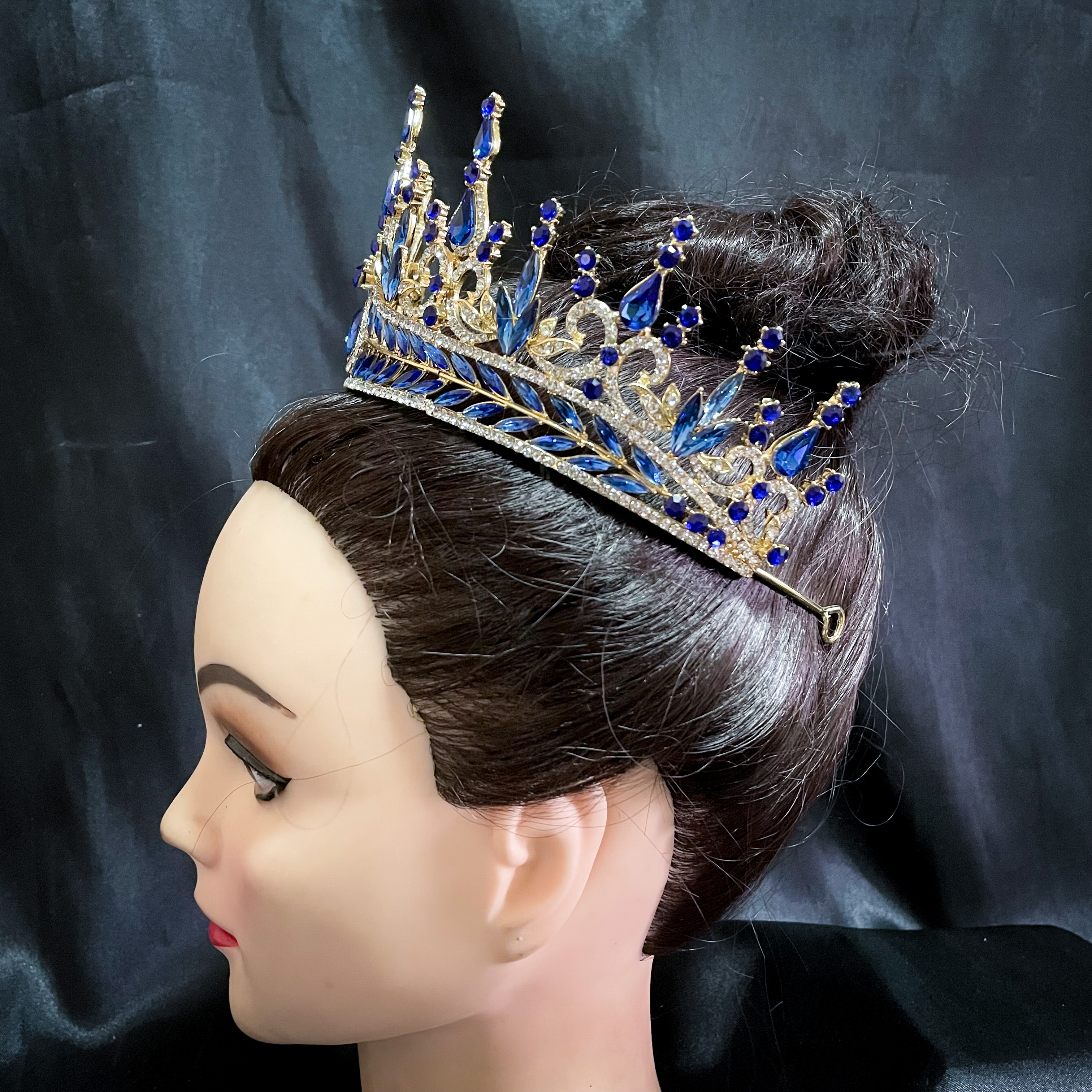 (พร้อมส่ง) เทียร่า 302 สีน้ำเงิน มงกุฎนางงาม งานสวย ปราณีต QCเพชรทุกเม็ด สินค้าพร้อมส่งจากไทย