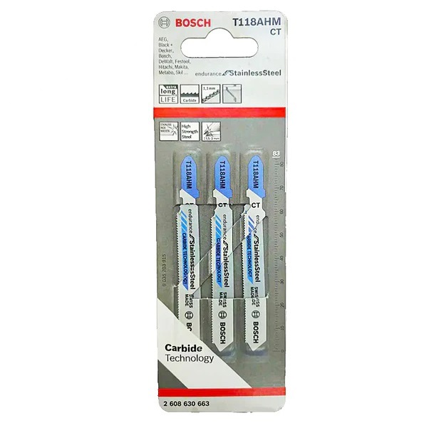 2608630663 BOSCH T118AHM ใบเลื่อยจิ๊กซอว์ตัดสแตนเลส (3 ใบ/แพค)