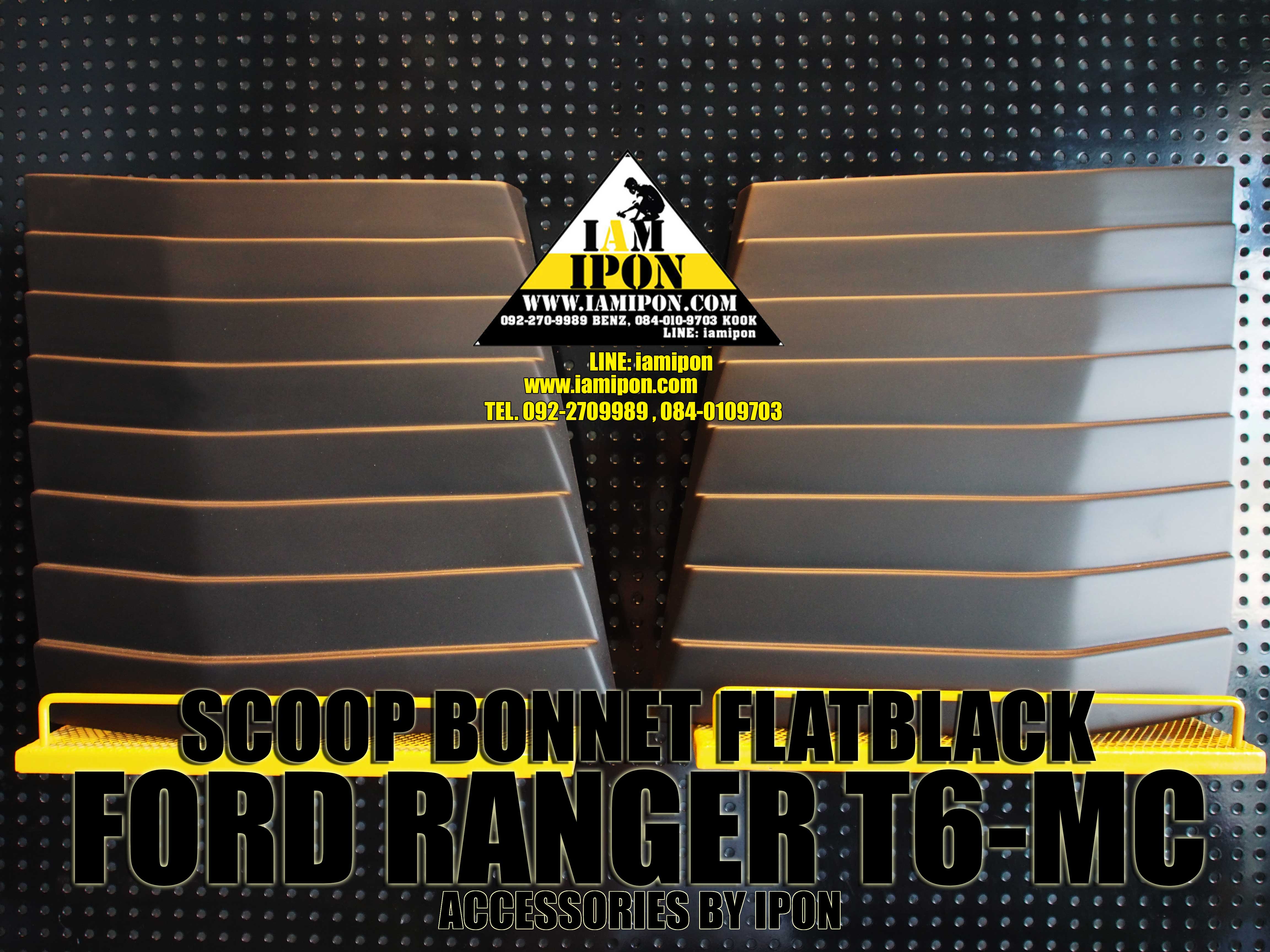 SCOOP BONNET FLATBLACK FORD RANGER T6-MC WITH 3M สกู๊ปหลอกฝากระโปรงหน้าดำด้านฟอร์ดเรนเจอร์ T6-MC