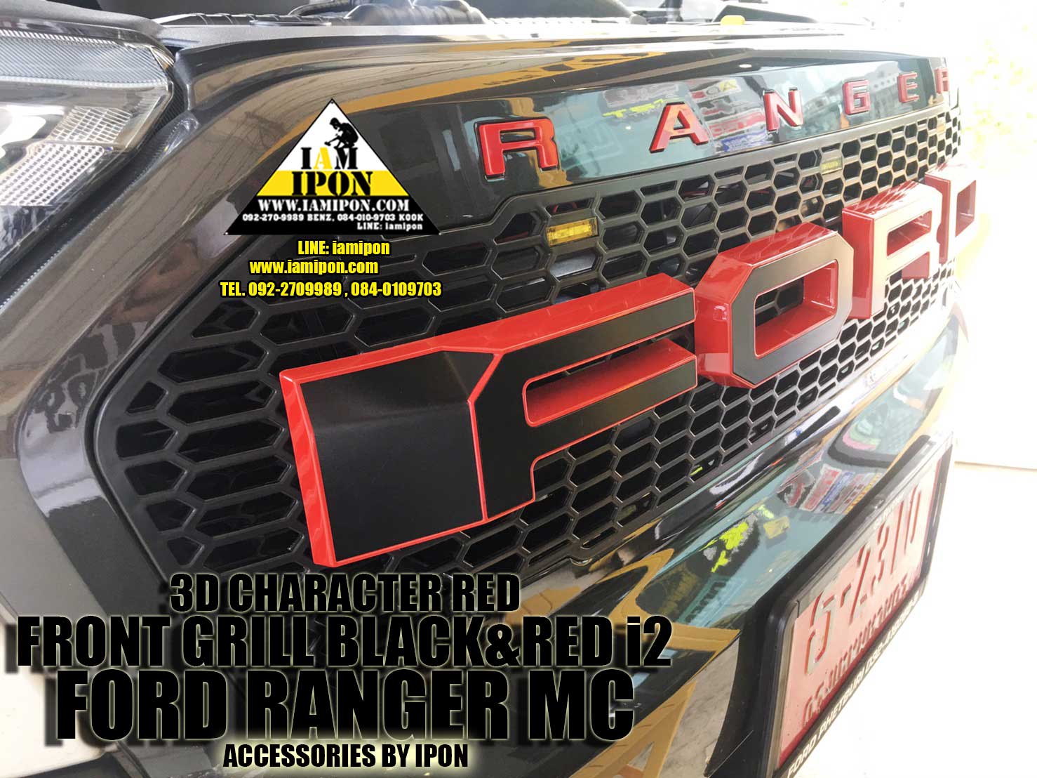 FRONT GRILL BLACK&RED I2 FORD RANGER MC กระจังหน้าดำขอบแดง I2 ฟอร์ดเรนเจอร์ MC