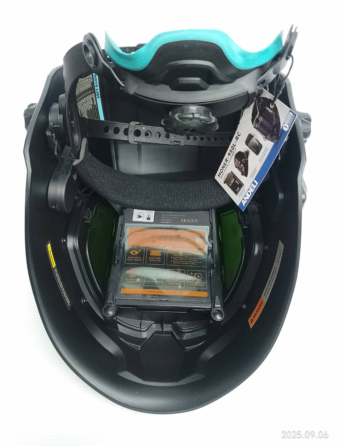 ANDELI หน้ากากเชื่อมอัตโนมัติ ให้สีจริง ปรับเฉดได้ พร้อมไฟ LED ทันสมัยแบตเตอรี่ชาร์จไฟได้ MONER-950L 142-1031