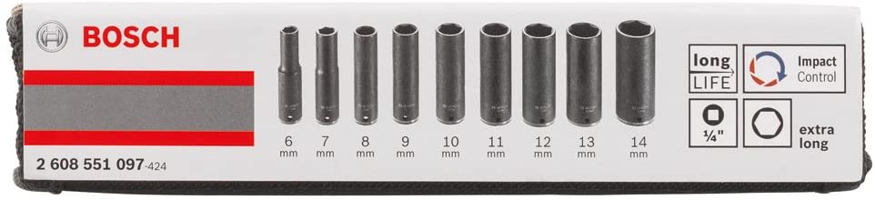 ชุดลูกบล็อกยาว9ชิ้น1/4 BOSCH #2608551097