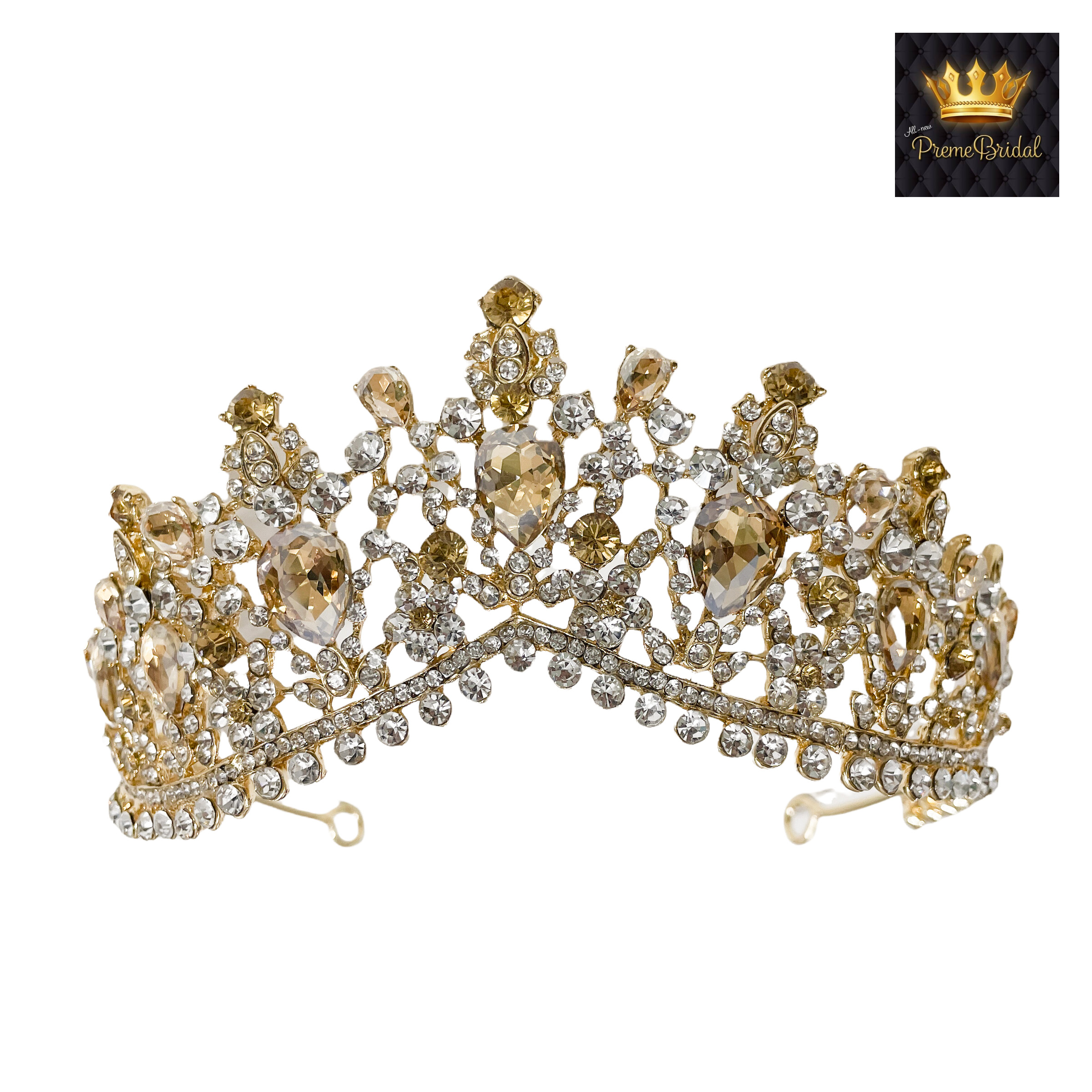 (พร้อมส่ง) เทียร่า 332 สีเหลืองทอง มงกุฎนางงาม งานสวย ปราณีต QCเพชรทุกเม็ด สินค้าพร้อมส่งจากไทย