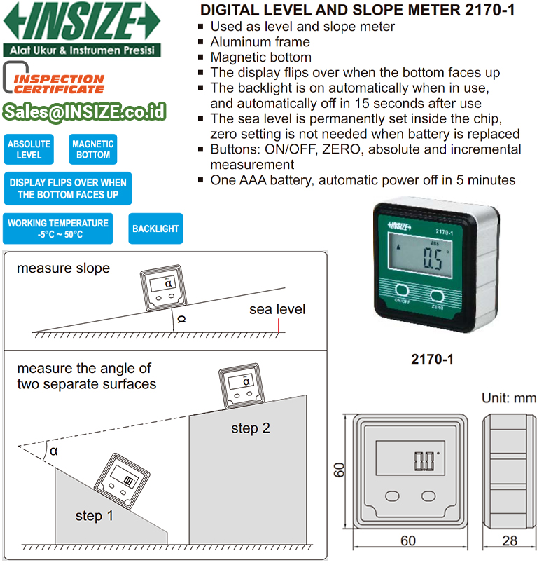 ระดับน้ำดิจิตอล MINI 2170-1 INSIZE