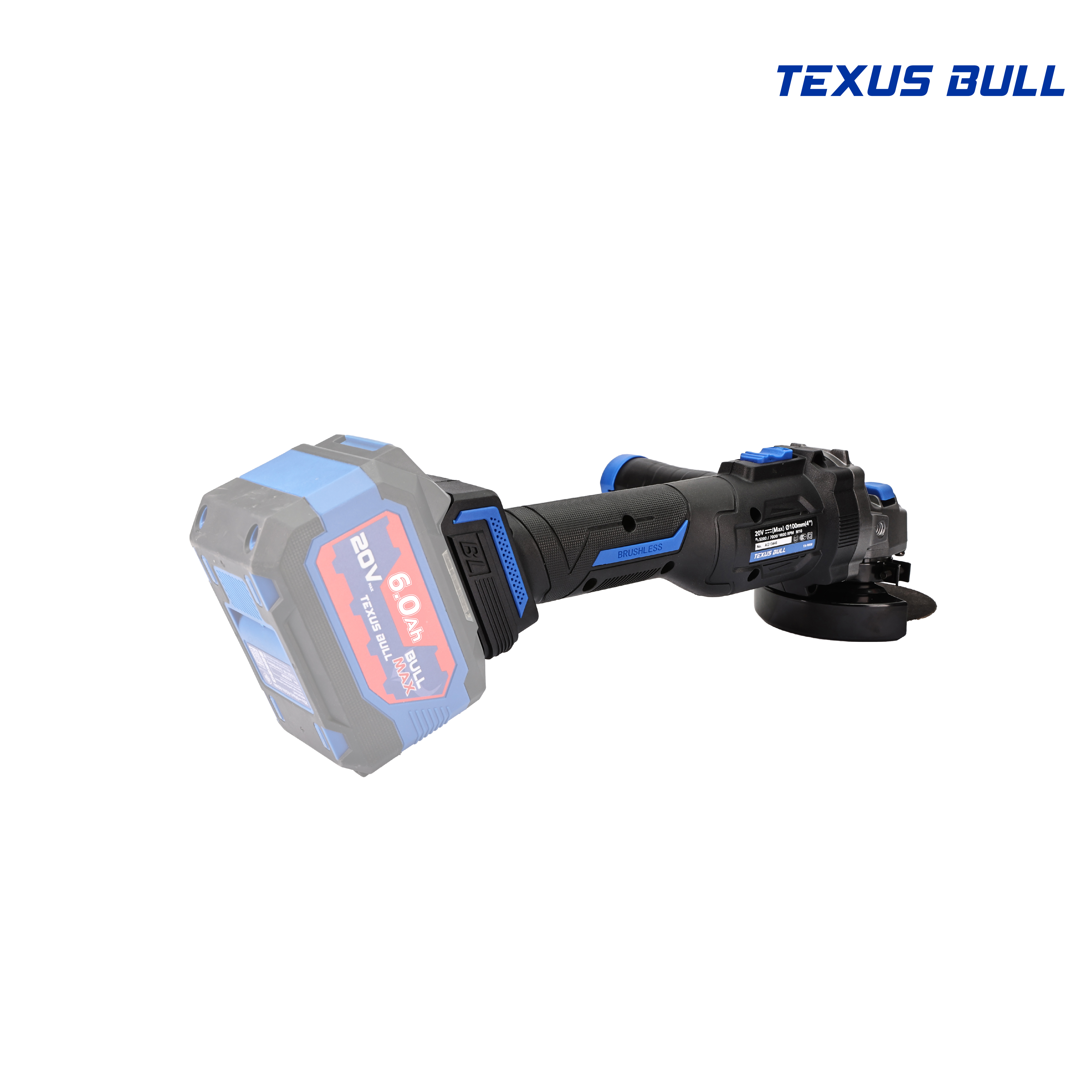 TEXUS BULL เครื่องเจียรมือไร้สาย 4นิ้ว 20V TX-9808 (ไม่รวมแบต ไม่รวมแท่นชาร์จ)