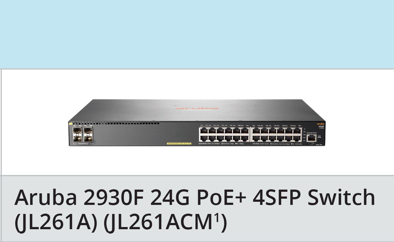 JL261A HPE Aruba 2930F 24G PoE+ 4SFP Switch