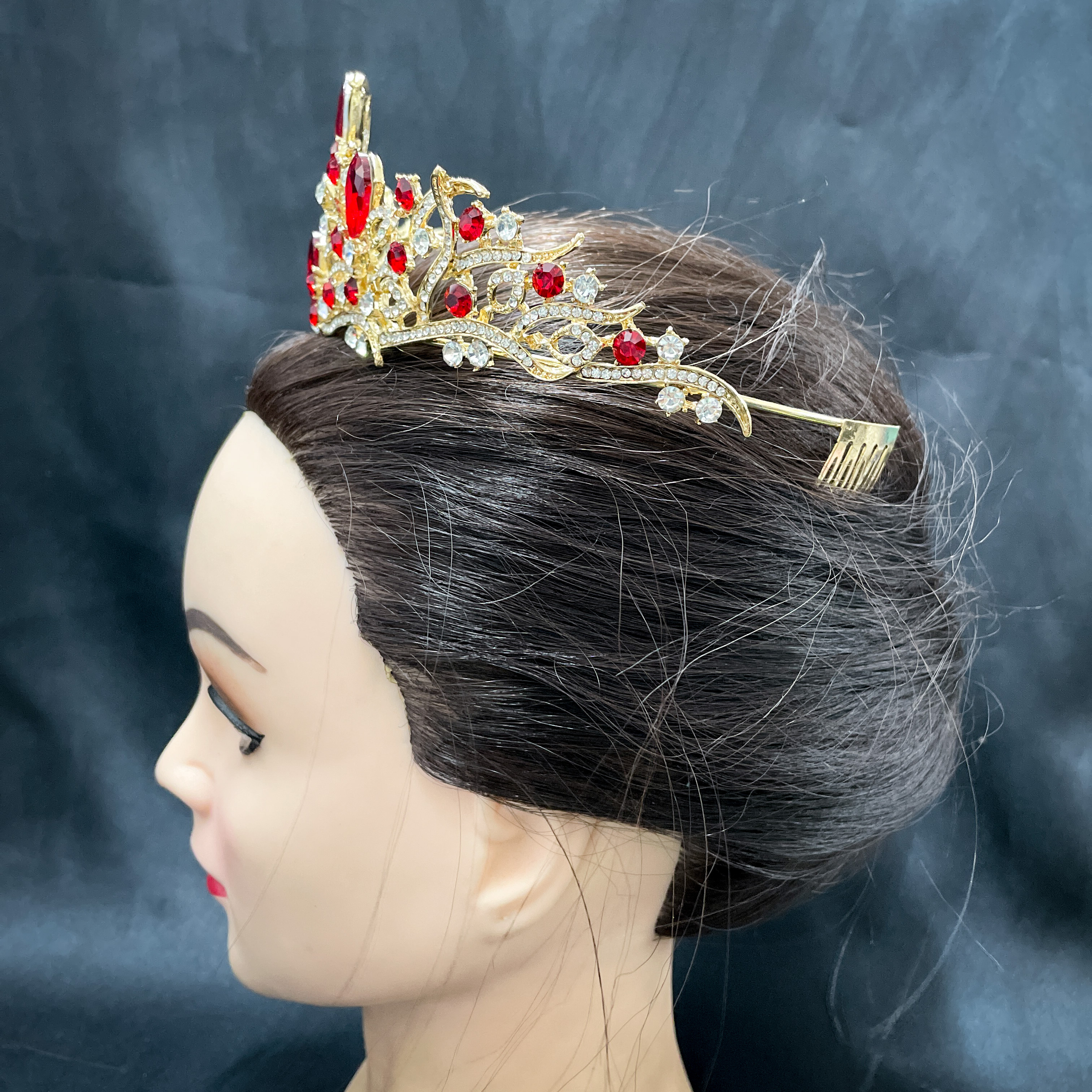 (พร้อมส่ง) เทียร่า 341 สีแดง งานสวย ปราณีต QCเพชรทุกเม็ด สินค้าพร้อมส่งจากไทย