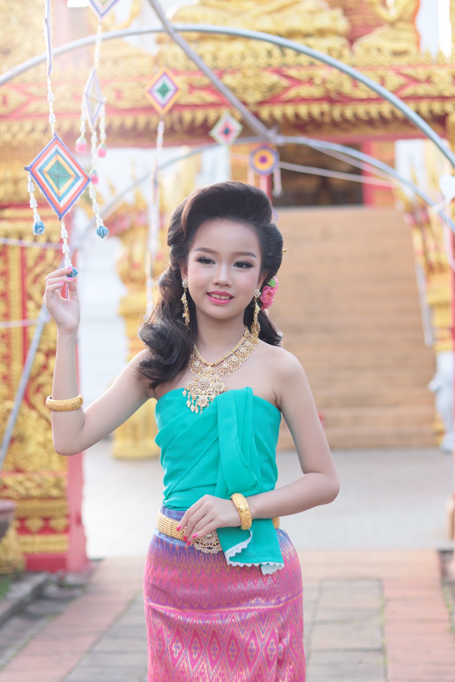 (พร้อมส่ง) เครื่องประดับไทยสร้อยคอ+ต่างหู 003