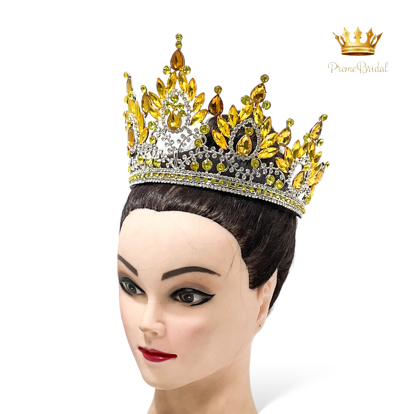 (พร้อมส่งจากไทย) มงกุฏ 120 สีเหลือง งานสวย งานนางงาม รุ่นฐานกลม ปรับขนาดได้ ส่งด่วน ส่งจาก จ.อุบลราชธานี