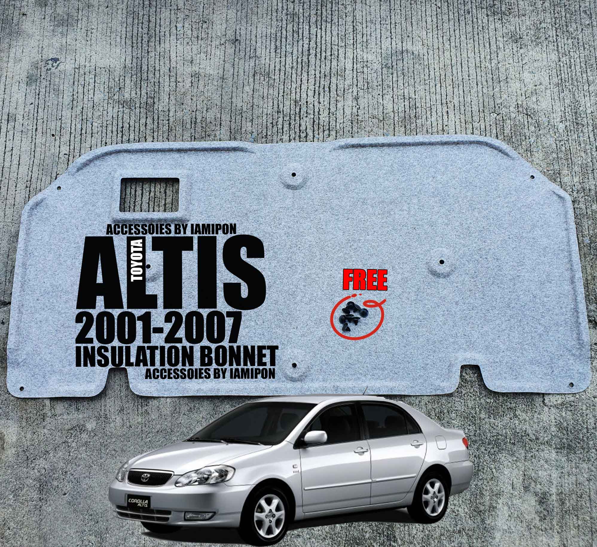 แผ่นกันความร้อนฝากระโปรงหน้า TOYOTA ALTIS 2001-2007