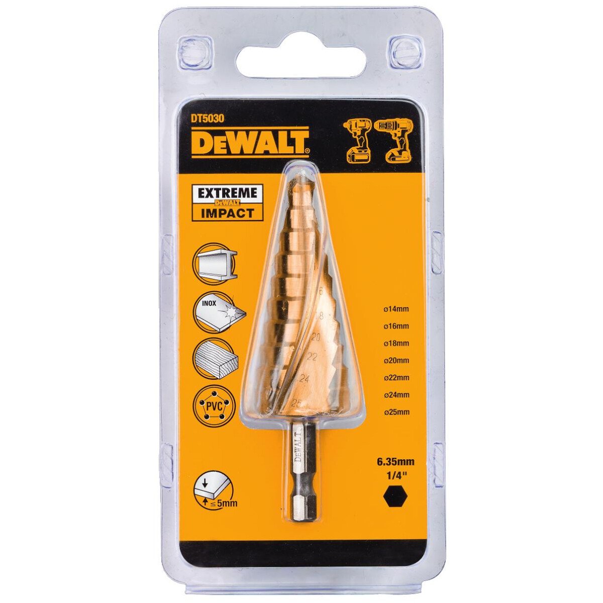 ดอกสเต็ปทรงเจดีย์ ก้านหกเหลี่ยม DT5030-QZ DEWALT