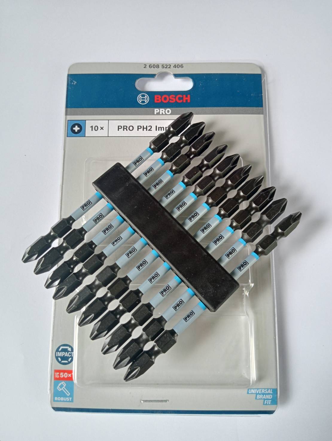 ดอกไขควงกระแทกPH2x110 สีดำ-ขาว BOSCH #2608522406