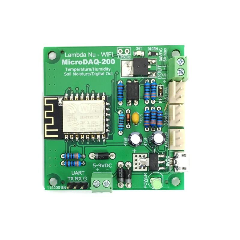 MicroDaq-200 : วัดอุณหภูมิ/ความชื้นดินและอากาศ/สั่งงานเอาต์พุต ผ่าน WiFi