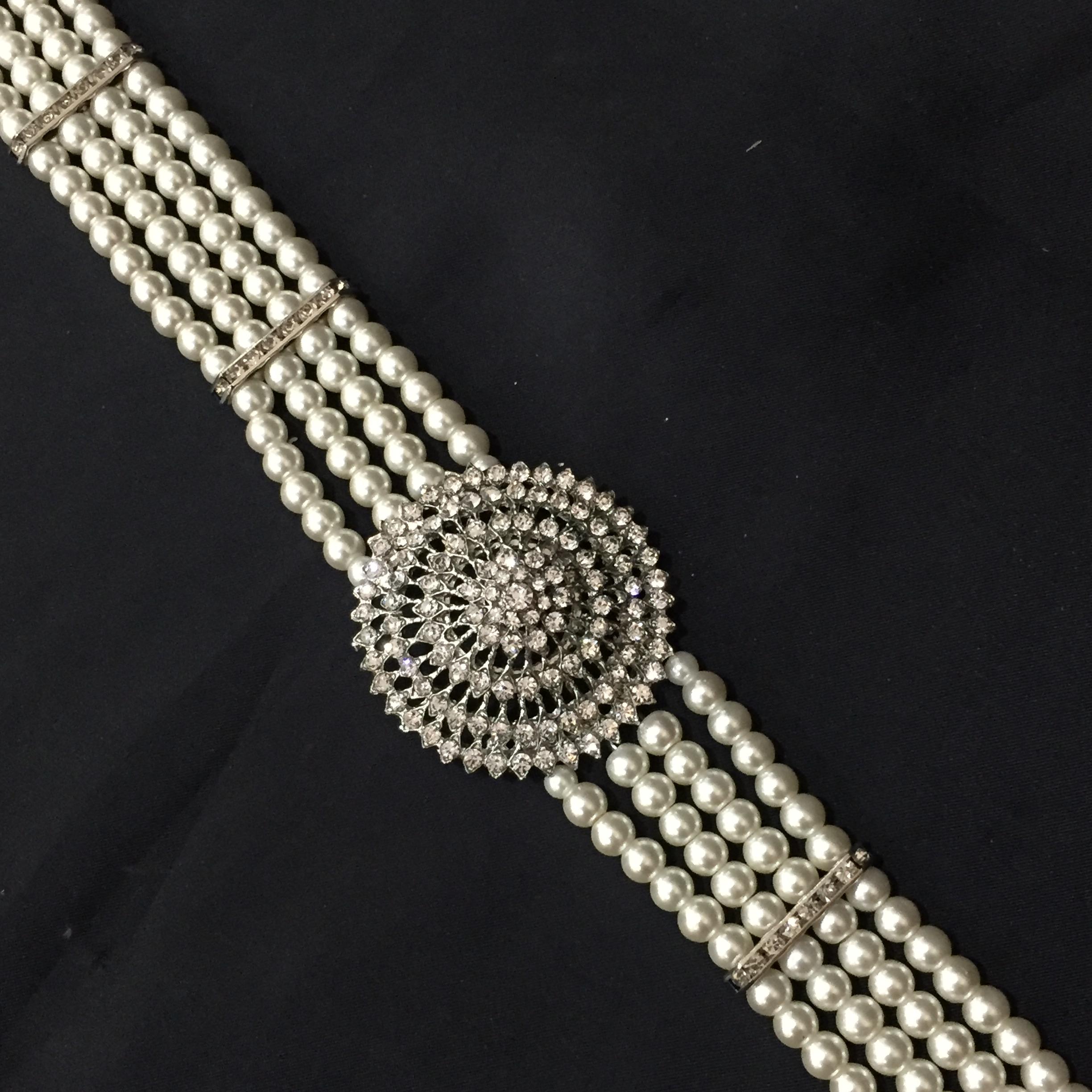 (พร้อมส่ง) เข็มขัดมุก020