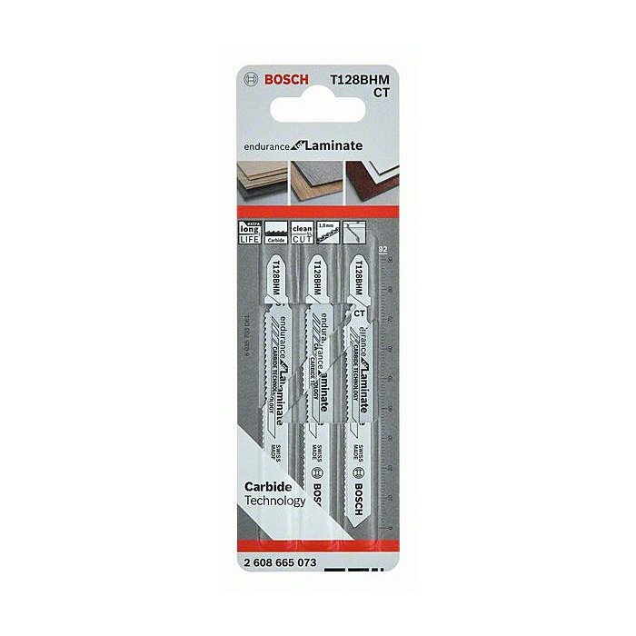 2608665073 BOSCH T128BHM ใบจิ๊กซอว์ตัดลามิเนต ฟันคาร์ไบด์ (3 ใบ/แพค)