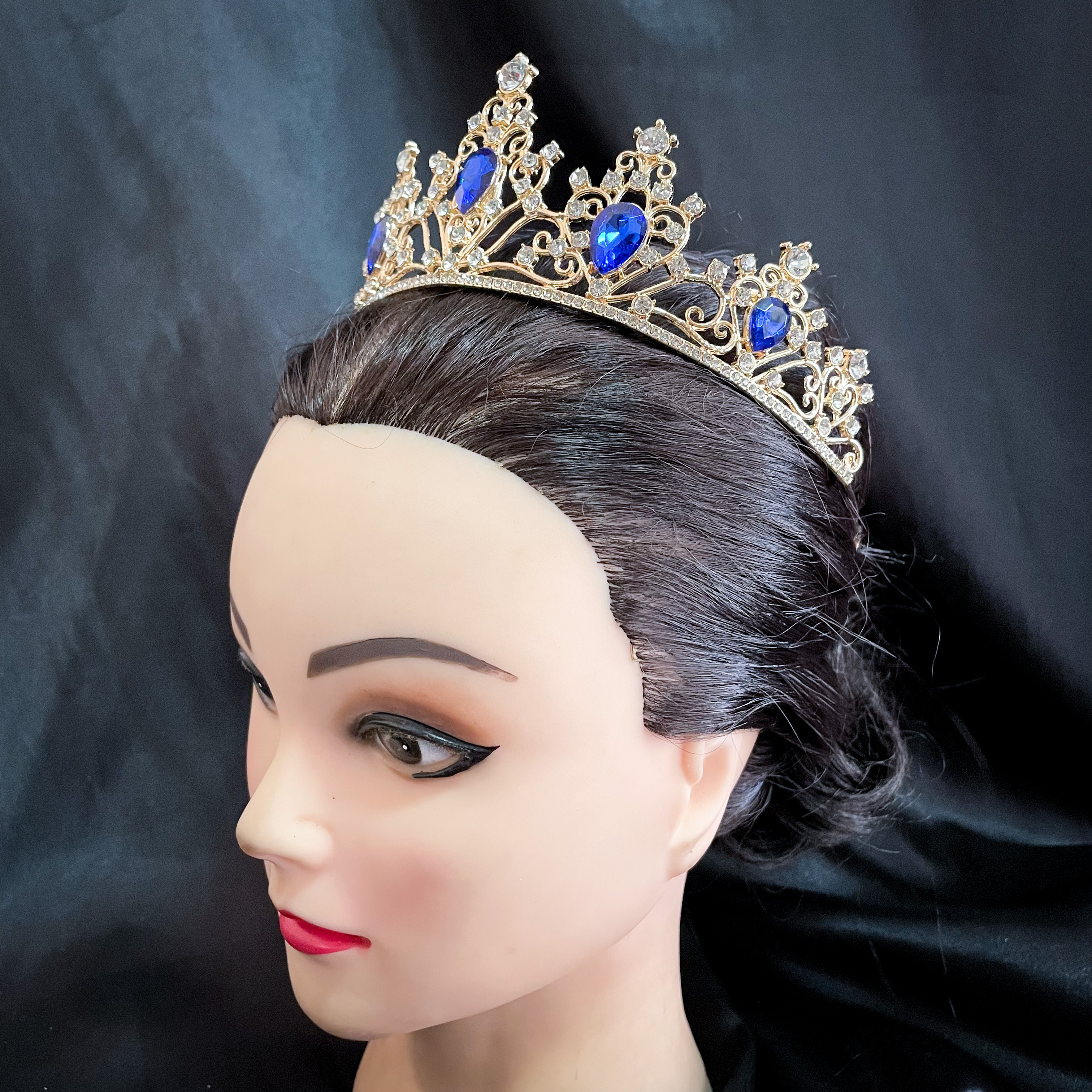 (พร้อมส่ง) เทียร่า 319 สีน้ำเงิน มงกุฎนางงาม มงกุฎเจ้าหญิง งานสวย ปราณีต QCเพชรทุกเม็ด สินค้าพร้อมส่งจากไทย