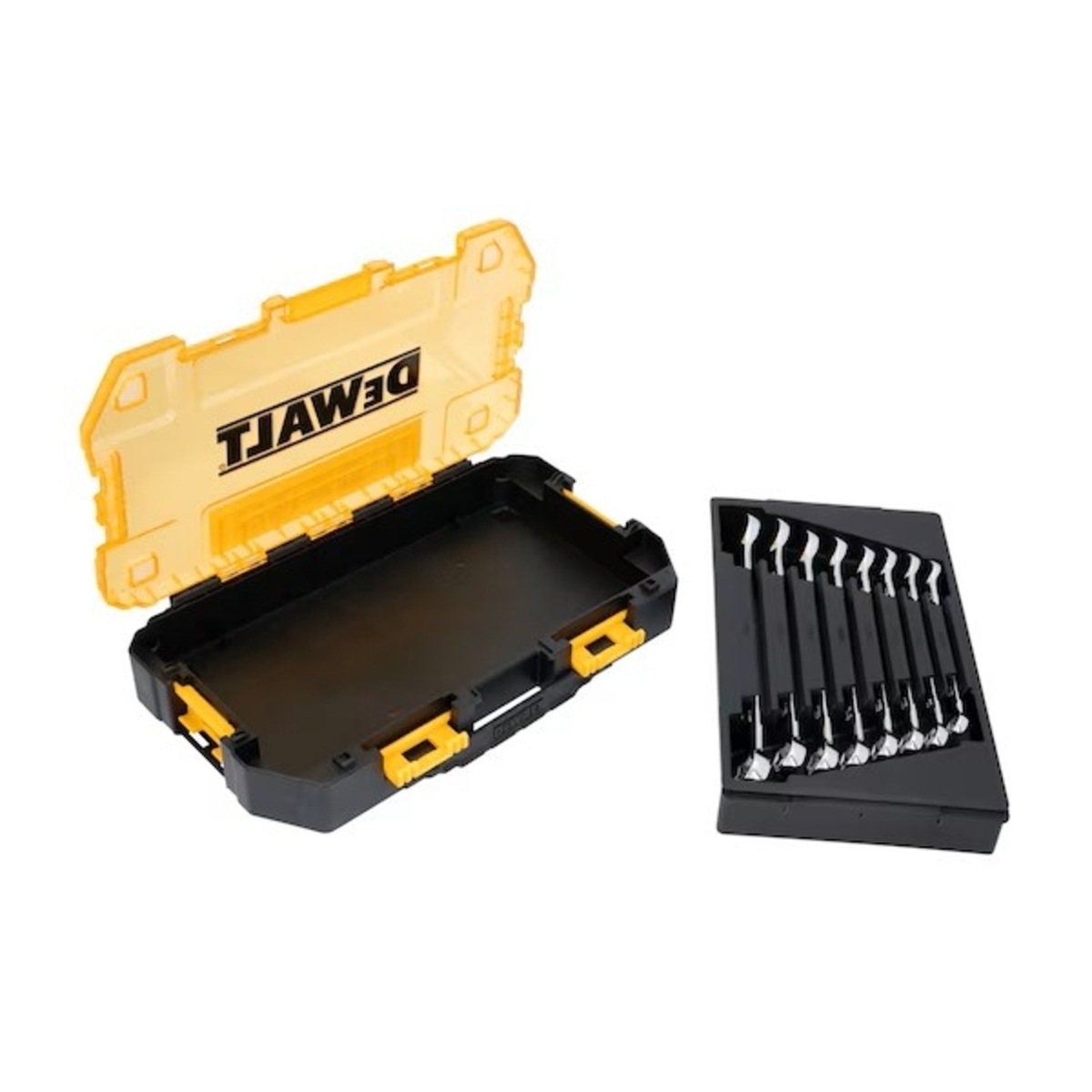 DEWALT ชุดประแจแหวนข้างฯ 8 ชิ้น 10-17 มม. รุ่น DWMT45426 กล่องใส มุมเอียง 15 องศา