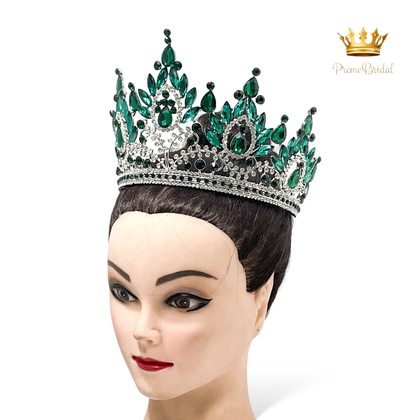 (พร้อมส่งจากไทย) มงกุฏ 120 สีเขียว งานสวย งานนางงาม รุ่นฐานกลม ปรับขนาดได้ ส่งด่วน ส่งจาก จ.อุบลราชธานี