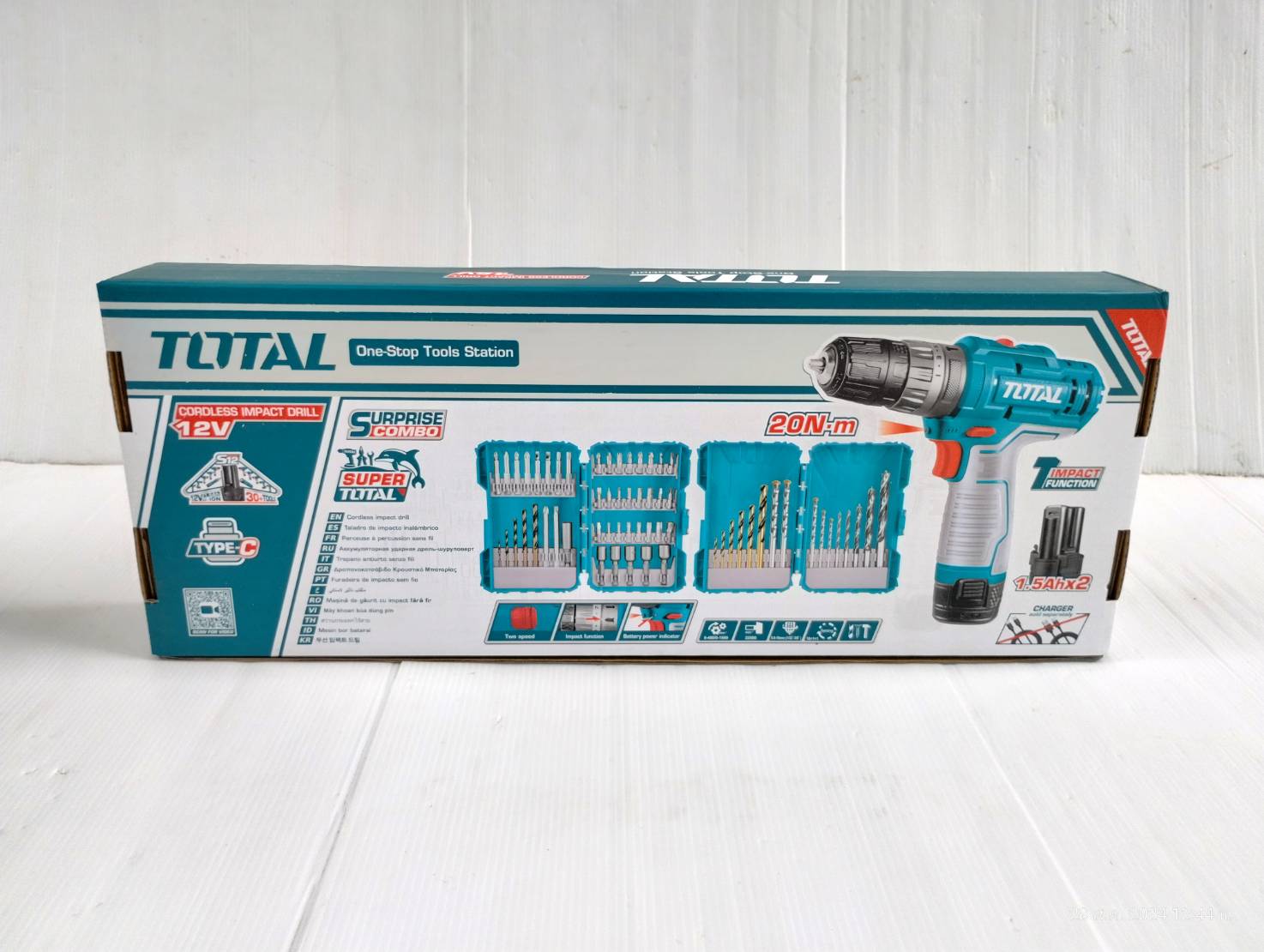 สว่านกระแทก12V+ดอกไขควง+ดอกสว่าน TOSLI240467 TOTAL