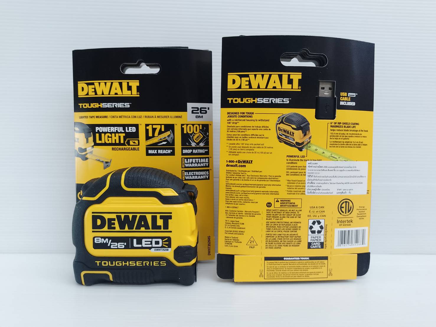 ตลับเมตร8เมตร DWHT35268S DEWALT (มีไฟLED)