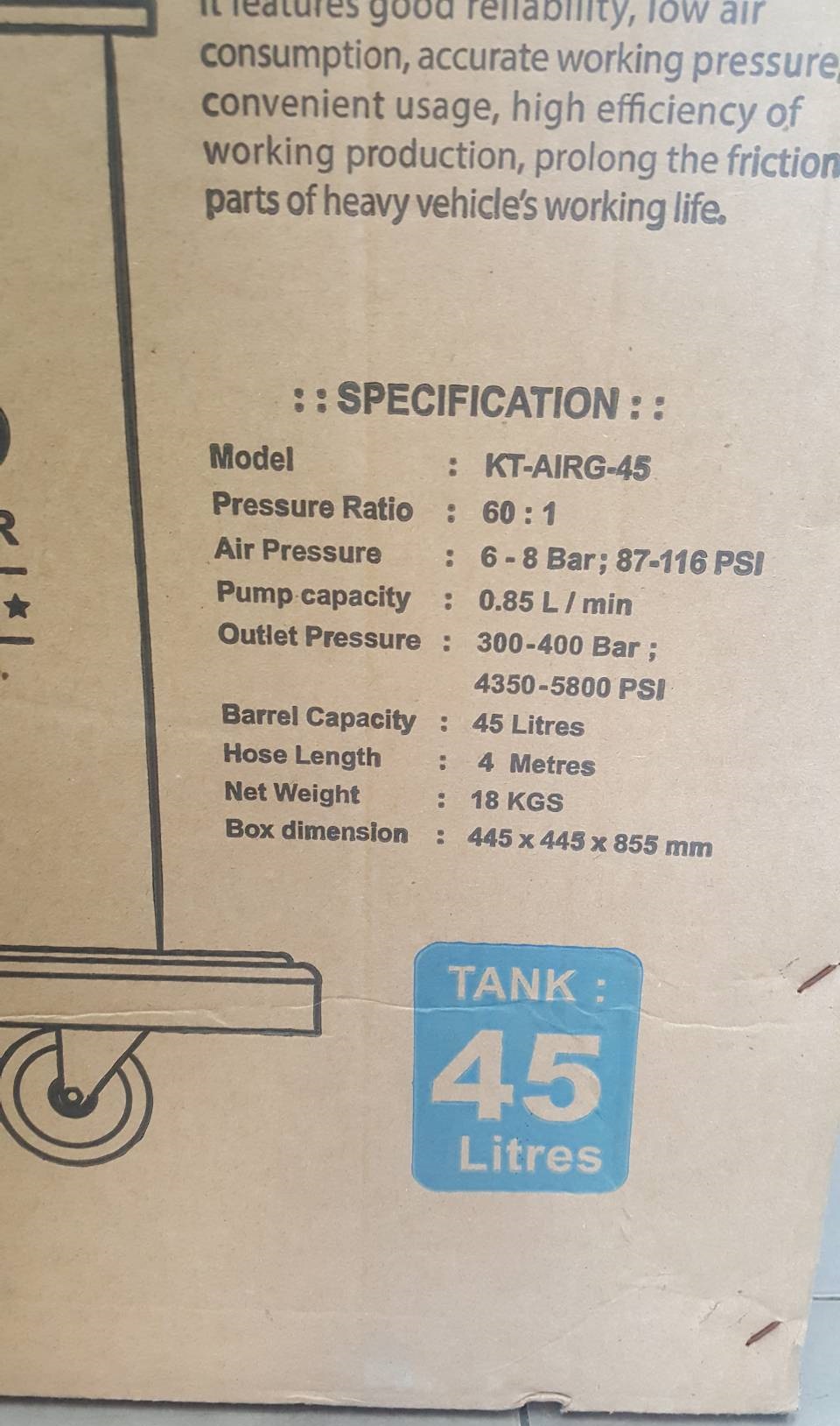 ถังอัดจารบี45ลิตร KT-AIRG-45 KANTO