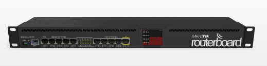 RB2011UiAS-RM 1U rackmount, 5xEthernet, 5xGigabit Ethernet, USB, LCD, PoE out on port 10, 600MHz CPU, 128MB RAM, RouterOS L5