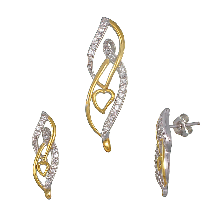 ต่างหูพร้อมจี้ ( ชุบทอง ) = Earring with Pendant ( Gold )