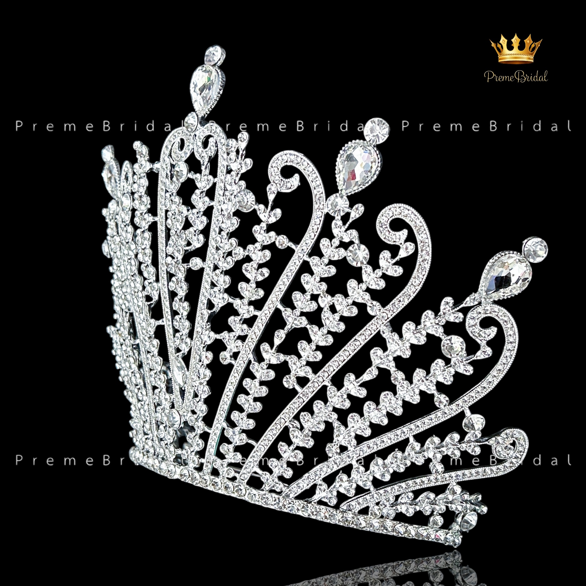(พร้อมส่ง) เทียร่า 455 มงกุฎครึ่งหัวขนาดใหญ่ ไซส์นางงาม งานสวย ปราณีต QCเพชรทุกเม็ด สินค้าพร้อมส่งจากไทย ไม่ต้องรอจีน