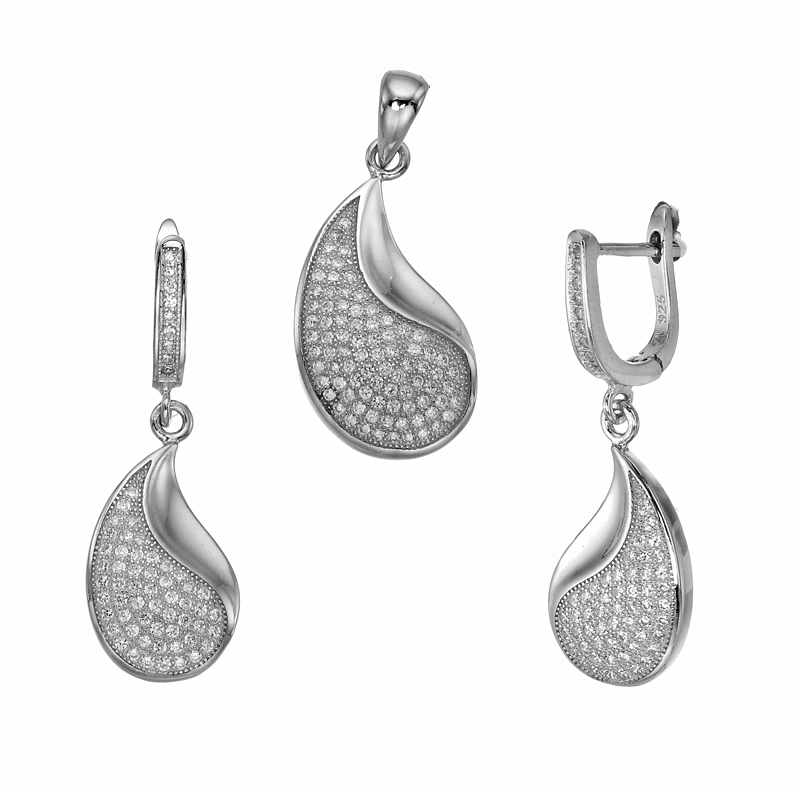 ต่างหูพร้อมจี้ ( เงิน ) = Earring with Pendant ( Silver )