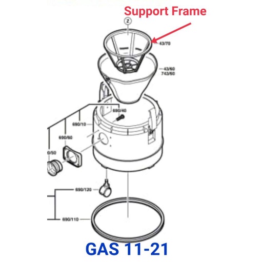 ตัวรองไส้กรอง#43/70 GAS11-21 BOSCH #1609203A55