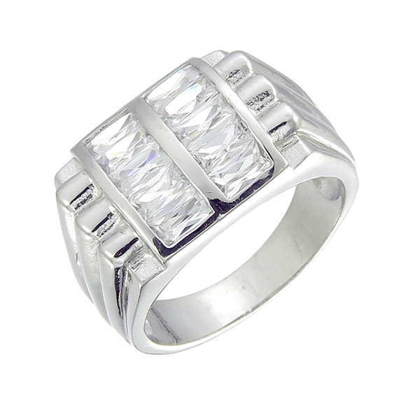 แหวนผู้ชาย ประดับเพชรCZ แหวนแถวล็อคคู่ ฝังเพชรแทปเปอร์ ฉลุร่องบ่า เพิ่มลุคเท่ไม่มีลิมิต สวมใส่ได้ทุกโอกาสวาระ