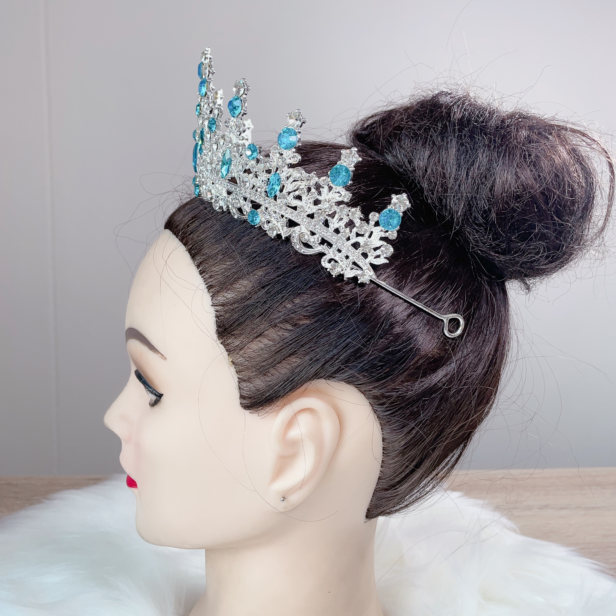 (พร้อมส่ง) เทียร่า 273 สีฟ้า-เงิน มงกุฎนางงาม มงกุฎเจ้าหญิง งานสวย ปราณีต QCเพชรทุกเม็ด สินค้าพร้อมส่งจากไทย