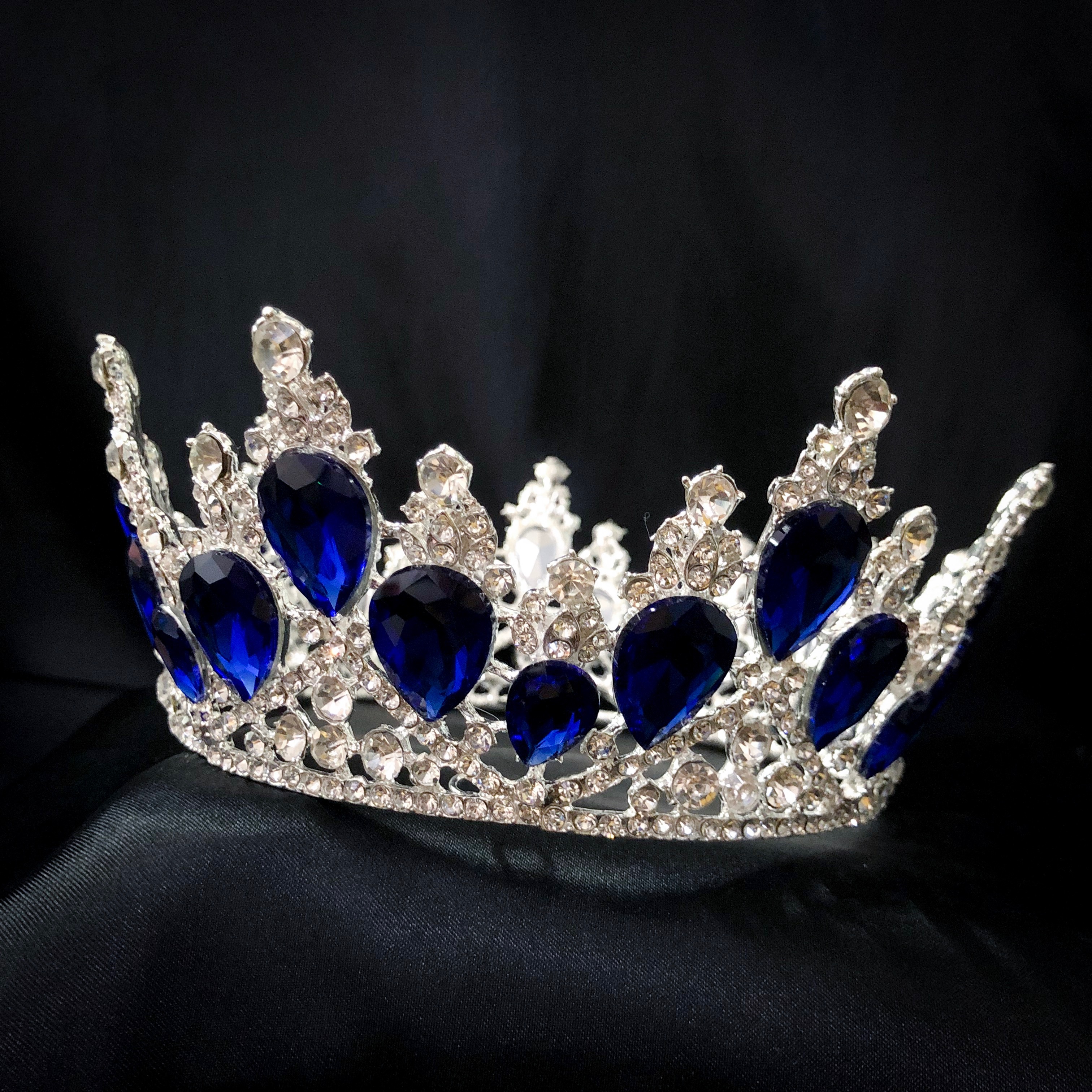 (พร้อมส่ง) มงกุฏ 049 น้ำเงิน-เงิน