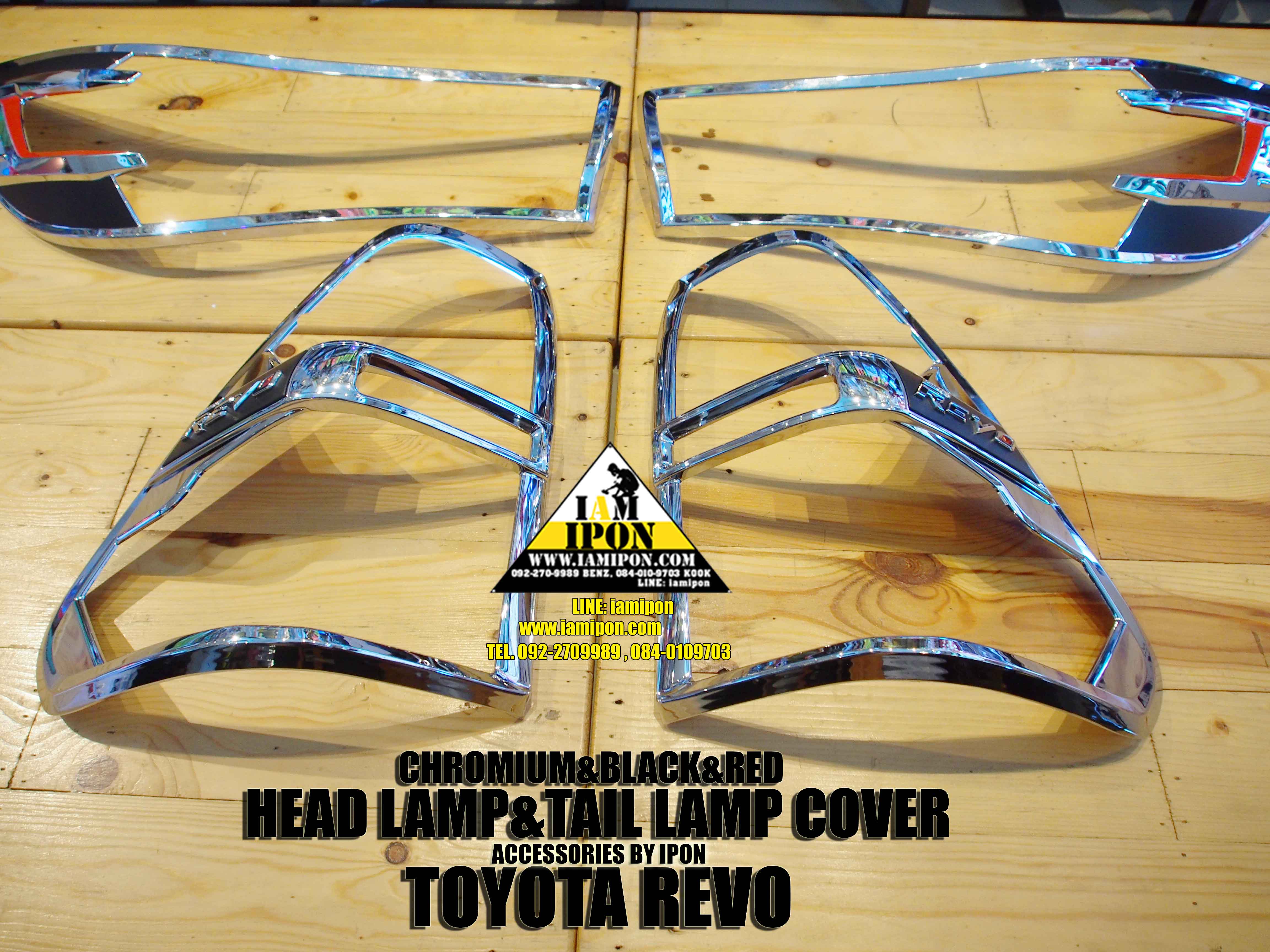 HEAD LAMP COVER TOYATA REVO CHROMIUM&BLACK&RED ครอบไฟหน้าโครเมียมดำแดงโตโยต้ารีโว้