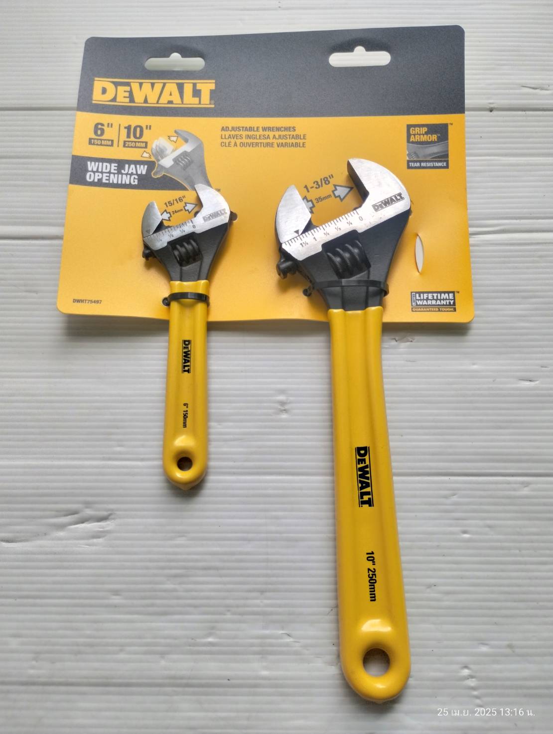 DEWALT ชุดประแจเลื่อน 2ตัว/ชุด ขนาด 6นิ้ว กับ 10นิ้ว รุ่น DWHT75497