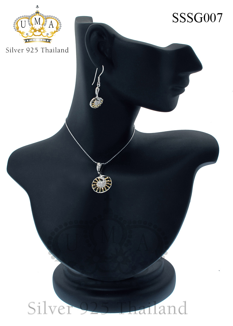 ต่างหูพร้อมจี้ ( ชุบทอง ) = Earring with Pendant ( Gold )