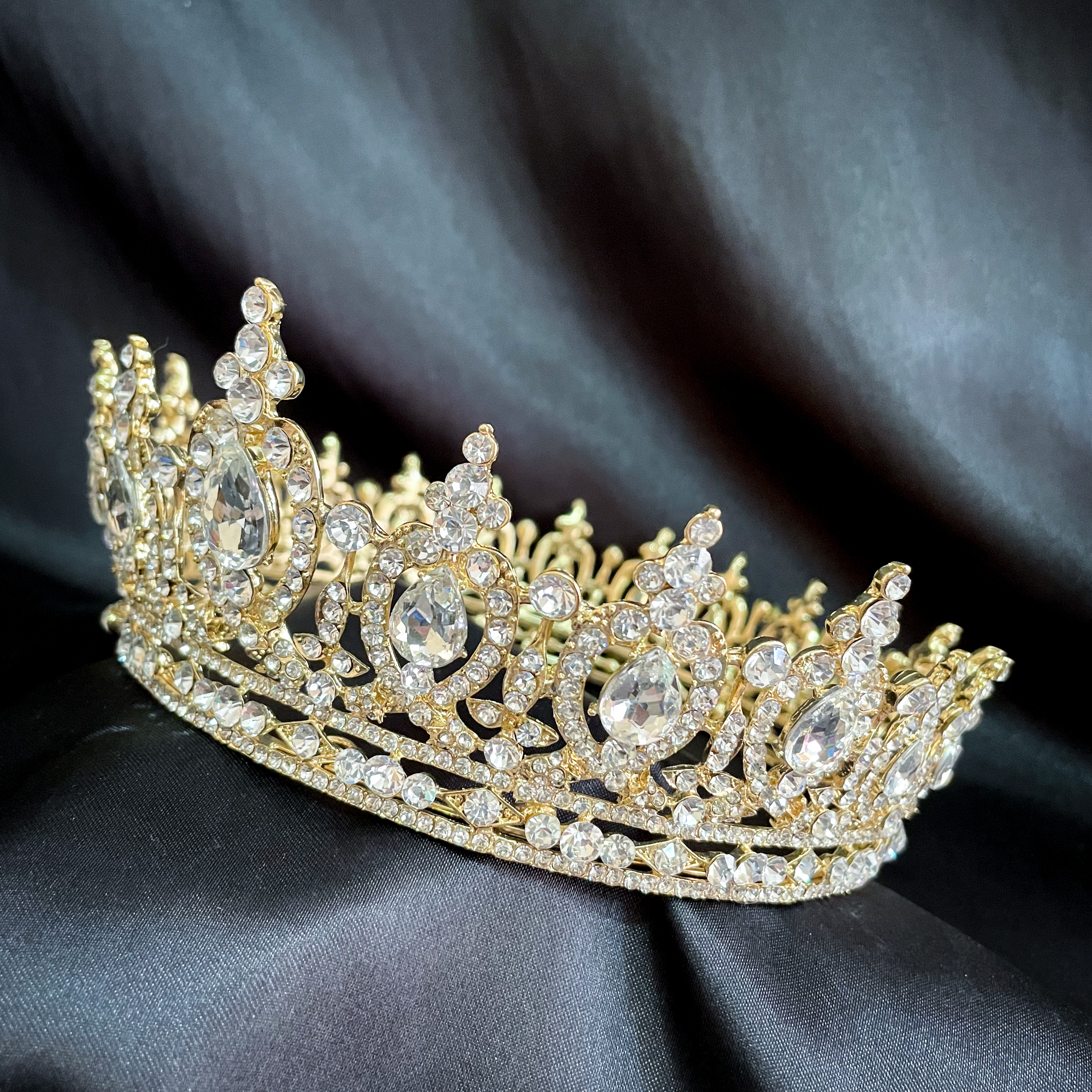 (พร้อมส่ง) มงกุฏ 074 สีทอง มงกุฎนางงาม มงกุฎประกวด สีเงิน เพชรวาว งานสวย งานละเอียด