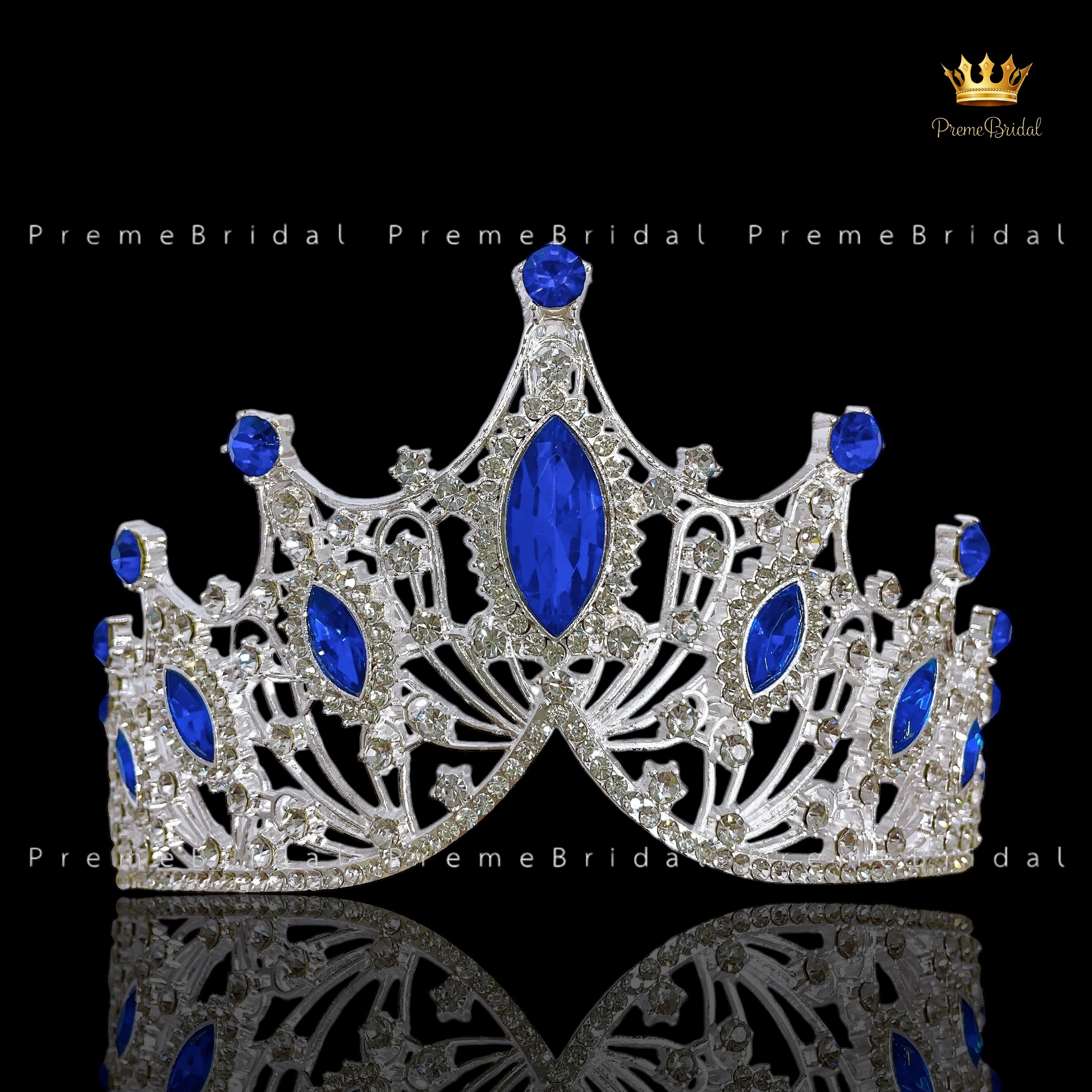 (พร้อมส่ง) เทียร่า 303 สีเงิน-น้ำเงิน มงกุฎนางงาม งานสวย ปราณีต QCเพชรทุกเม็ด สินค้าพร้อมส่งจากไทย