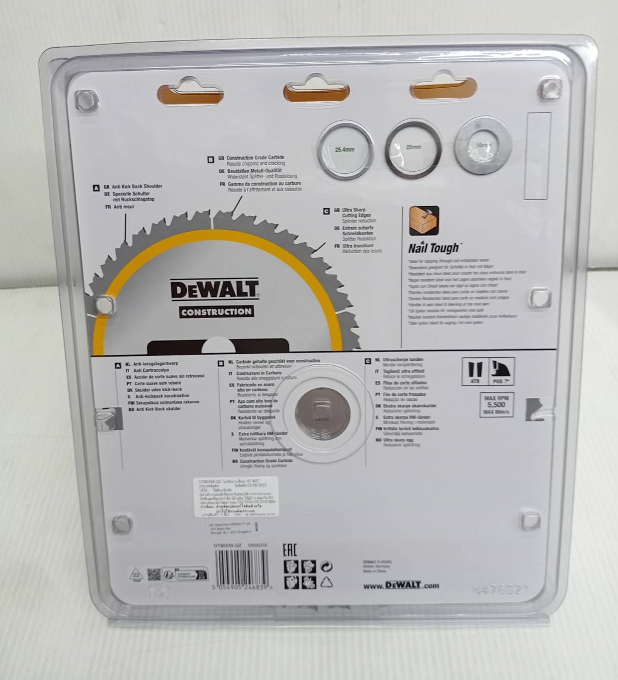 ใบเลื่อยวงเดือน10"X40T DEWALT DT90249