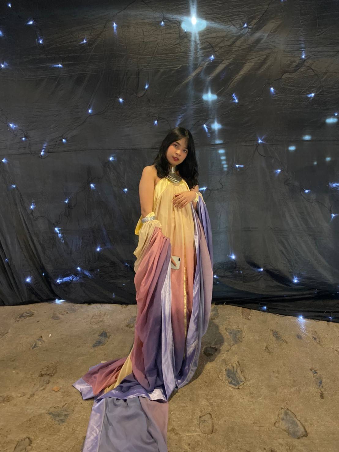 ชุดเจไดหญิง สีครีม น้ำตาล