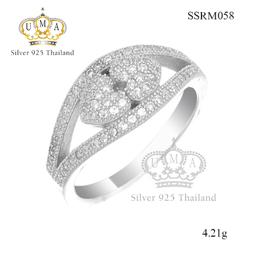 แหวนเงินแท้925เพรชประดับเพรชแท้สวิส เกรดดี น้ำใส