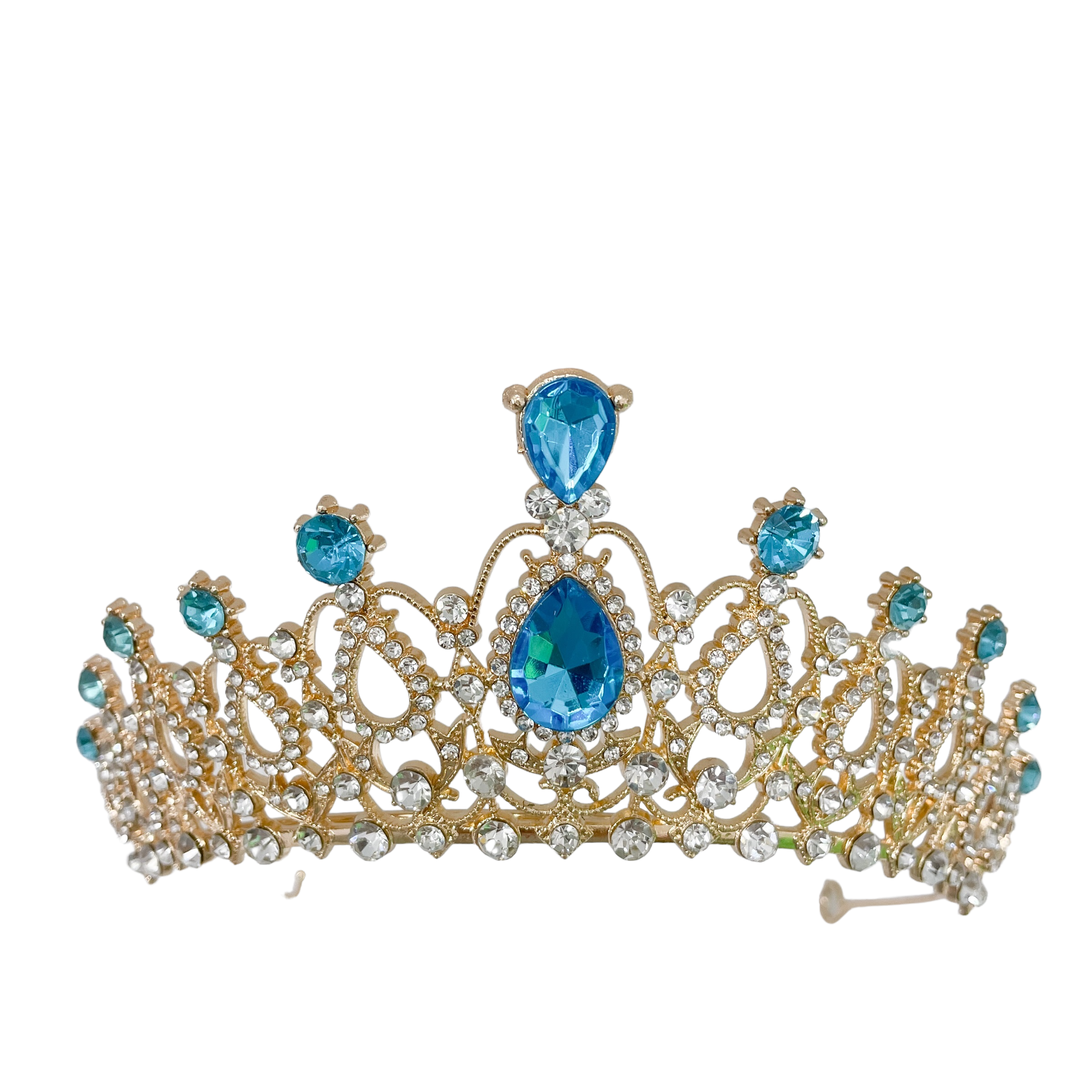 (พร้อมส่ง) เทียร่า 004 สีทอง-ฟ้า มงกุฎนางงาม มงกุฎเจ้าหญิง งานสวย ปราณีต QCเพชรทุกเม็ด สินค้าพร้อมส่งจากไทย