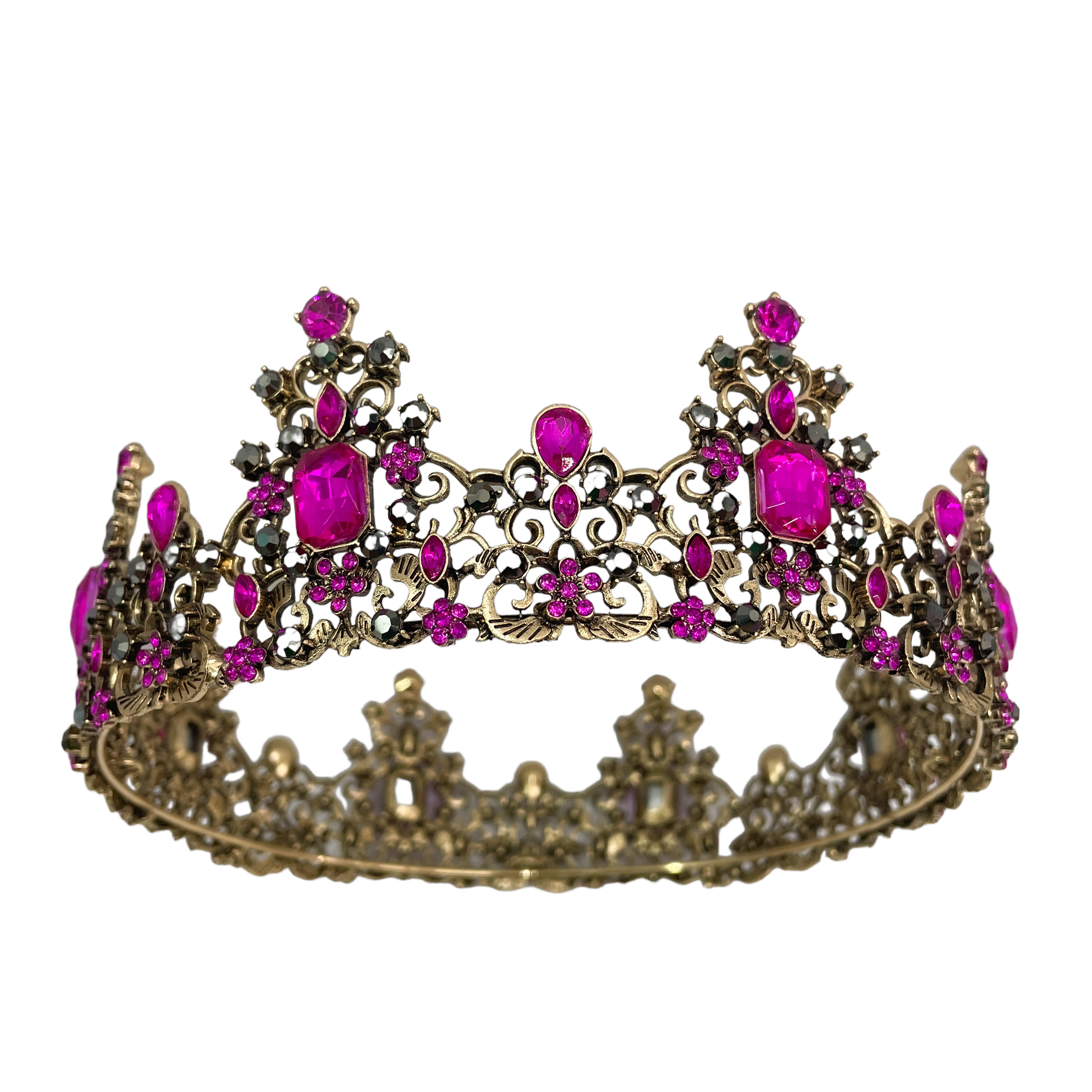 (พร้อมส่ง) มงกุฏ 066 สีชมพูบานเย็น มงกุฎนางงาม มงกุฎเจ้าชาย มงกุฎสไตล์วินเทจ งานสวย QCเพชรทุกเม็ดไมมีหลุด