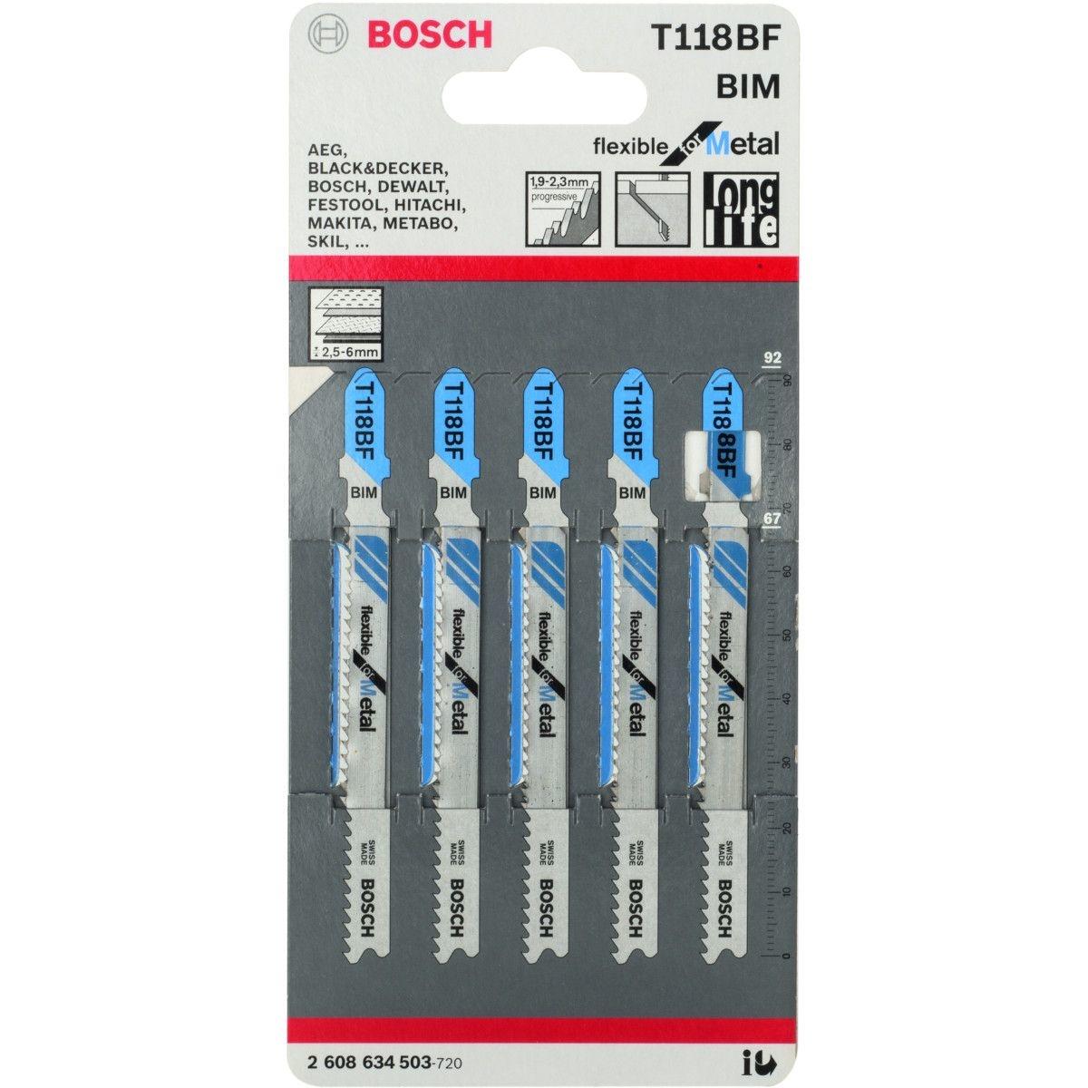 2608634503 BOSCH T118BF ใบเลื่อยจิ๊กซอว์ตัดเหล็ก (5 ใบ/แพค)